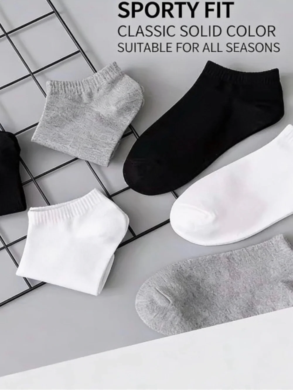 New Pack of 12 Men’s One Size Low-Cut Athletic Socks in White, Gray & Black